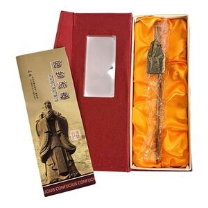 Gold Plated‎ 3D Metal Alloy Confucius Craft Bookmark for Culture Gifts